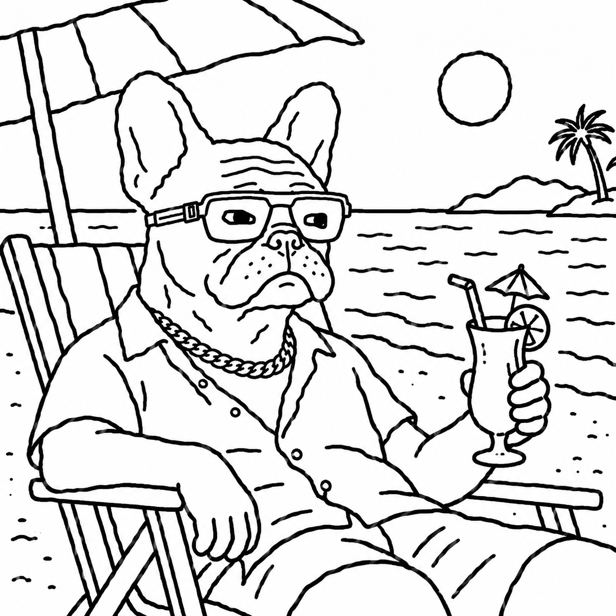 DAWGWojak relaxing at the beach with a drink